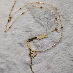 Gold Chain Necklace with Heart Pendant